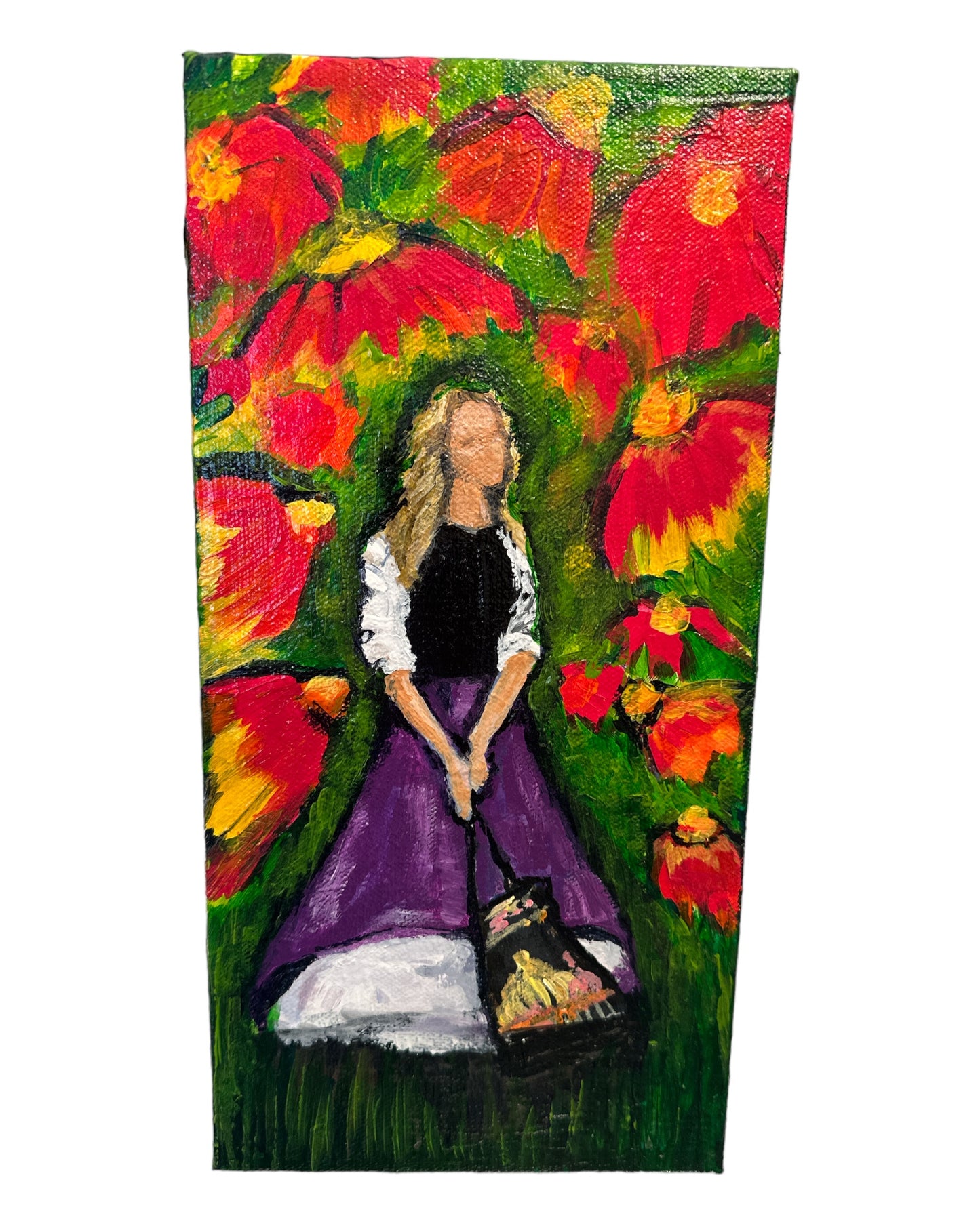 90’s icon Contemplating Carrie. Acrylic on canvas. Brandi Adjmi icon collection