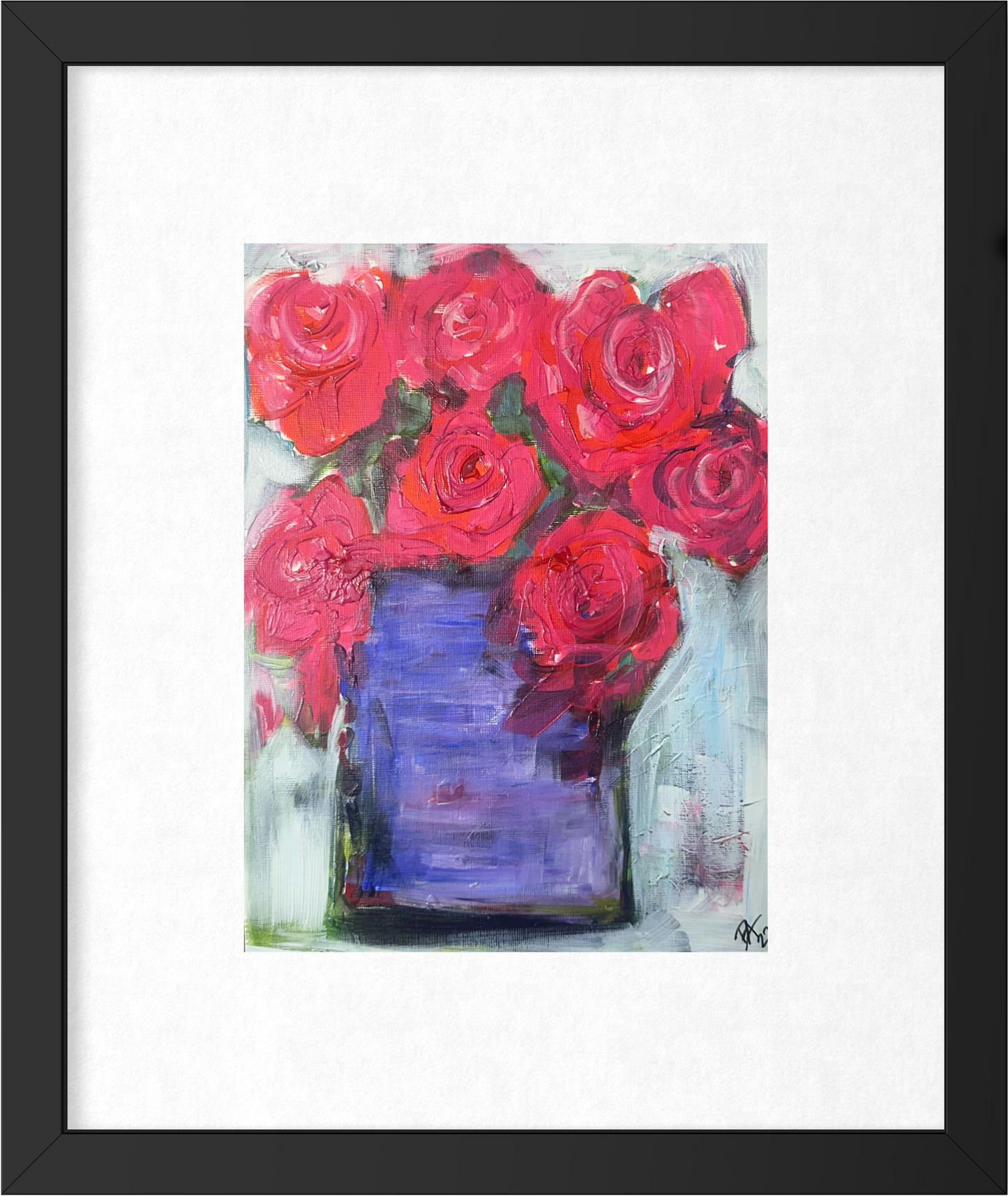 Roses in Purple Vase