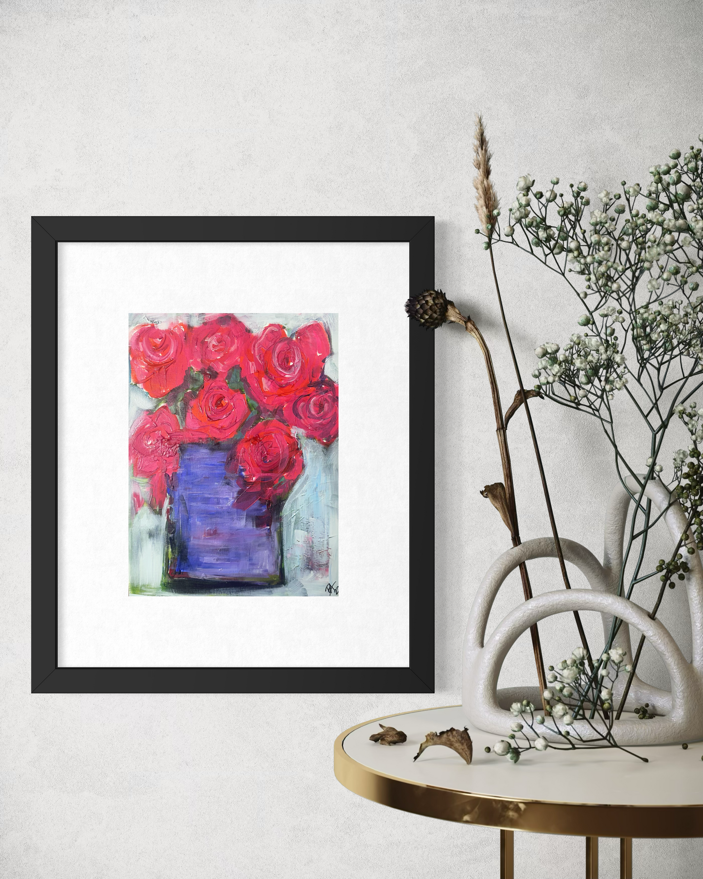 Roses in Purple Vase