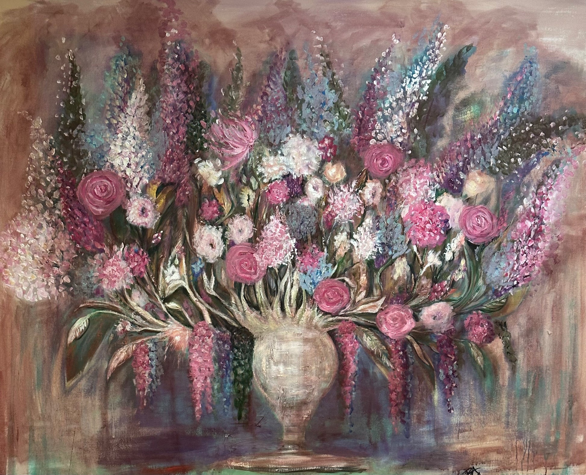 Floral acrylic painting by Brandi Adjmi